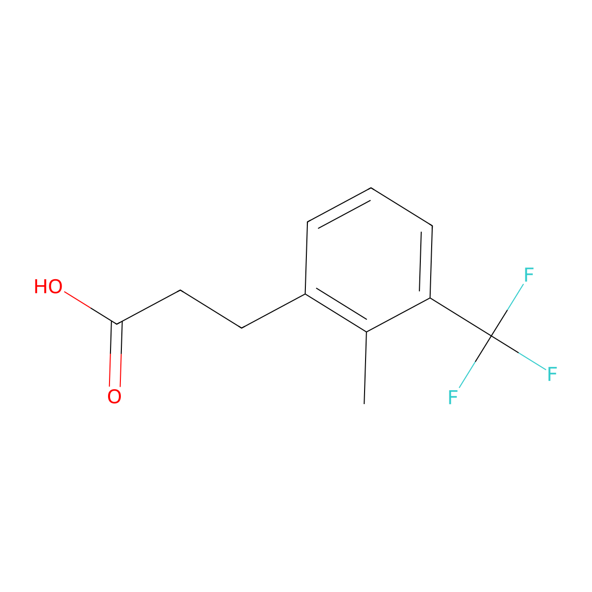 3-[2-Methyl-3-(trifluoromethyl)phenyl]propionic acid molecular structure, CAS 1017777-98-8