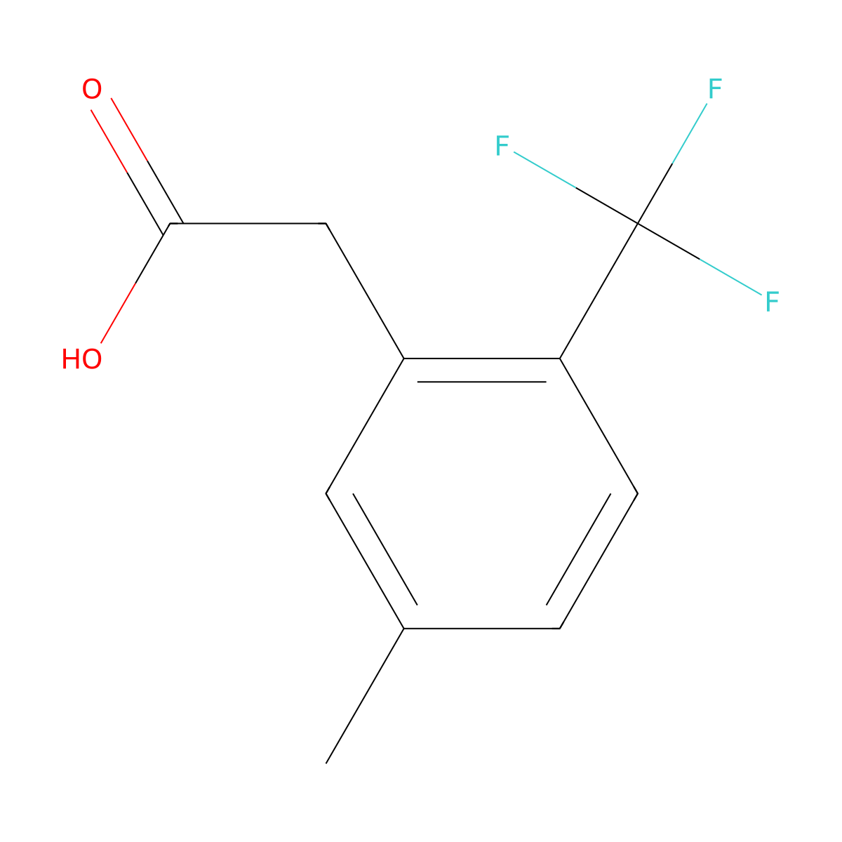5-Methyl-2-(trifluoromethyl)phenylacetic acid molecular structure, CAS 1017778-27-6