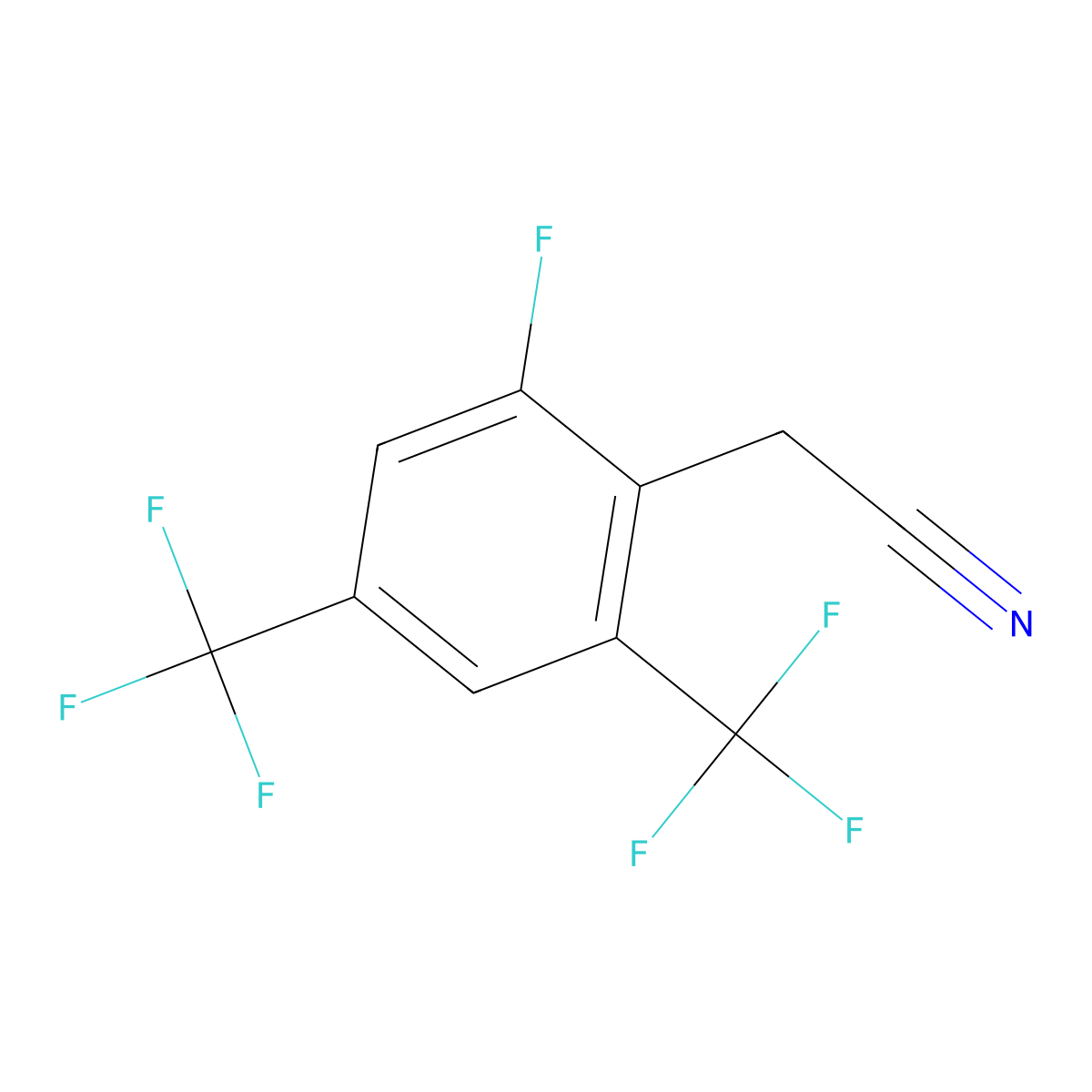 2-Fluoro-4,6-bis(trifluoromethyl)phenylacetonitrile molecular structure, CAS 1017778-50-5