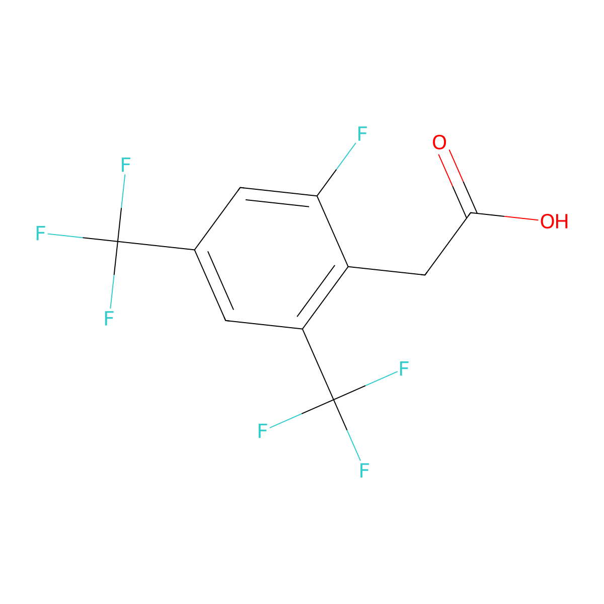 2-Fluoro-4,6-bis(trifluoromethyl)phenylacetic acid molecular structure, CAS 1017778-54-9