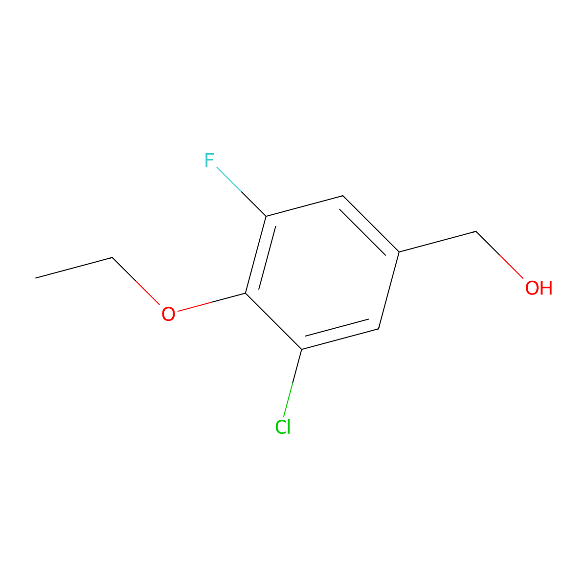3-Chloro-4-ethoxy-5-fluorobenzyl alcohol molecular structure, CAS 1017778-88-9
