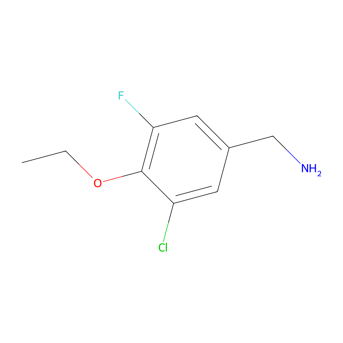 3-Chloro-4-ethoxy-5-fluorobenzylamine molecular structure, CAS 1017779-02-0