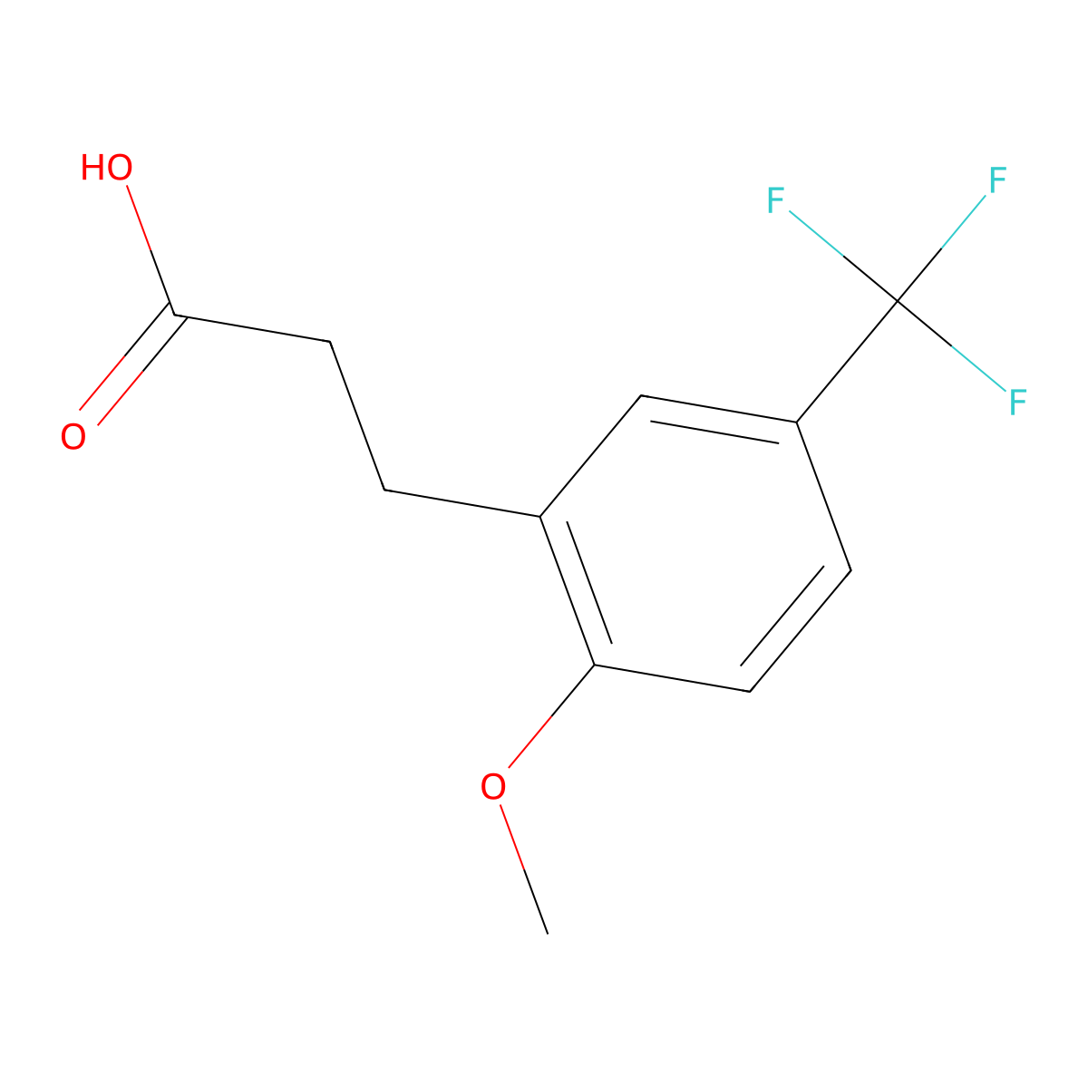 3-[2-Methoxy-5-(trifluoromethyl)phenyl]propionic acid molecular structure, CAS 1017779-11-1