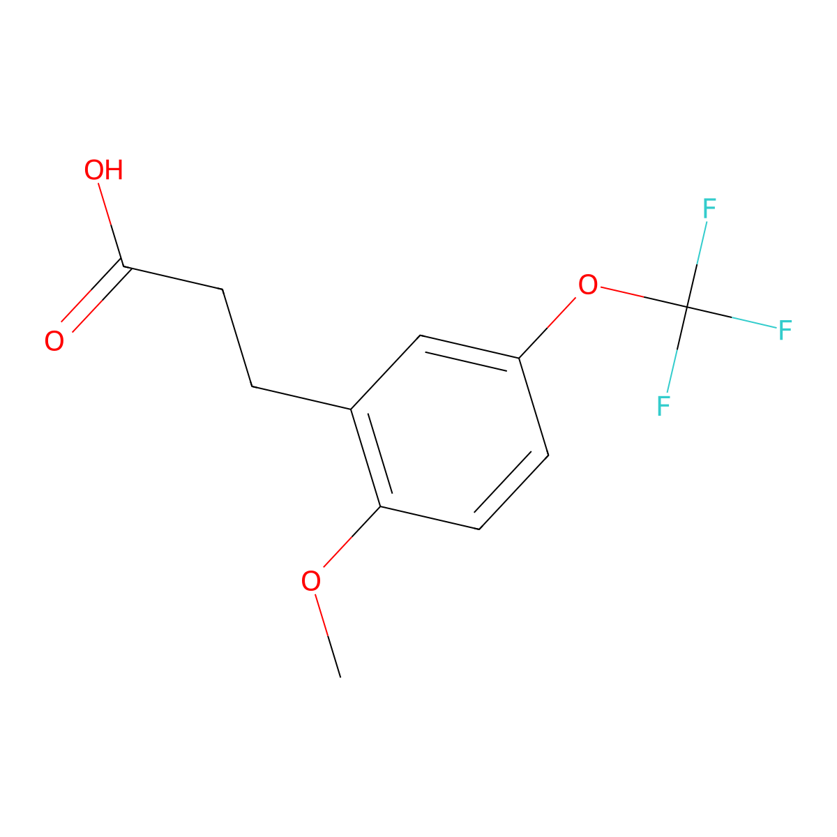 3-[2-Methoxy-5-(trifluoromethoxy)phenyl]propionic acid molecular structure, CAS 1017779-17-7