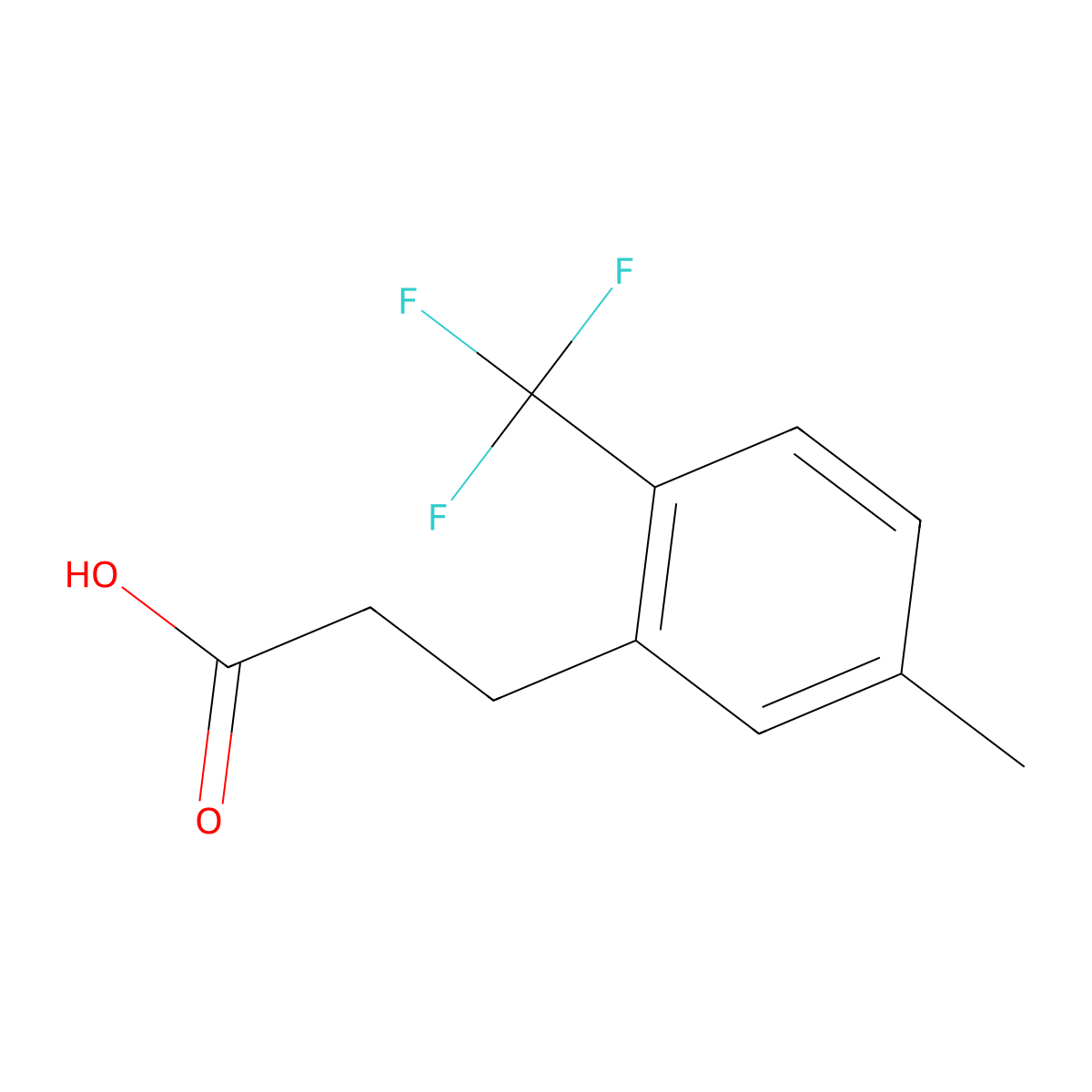 3-[5-Methyl-2-(trifluoromethyl)phenyl]propionic acid molecular structure, CAS 1017779-28-0