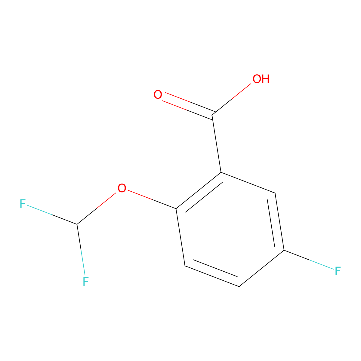 2-(Difluoromethoxy)-5-fluorobenzoic acid molecular structure, CAS 1017779-44-0