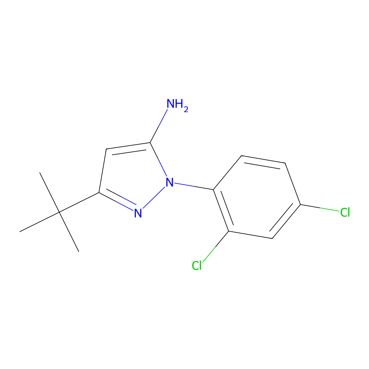 3-(tert-Butyl)-1-(2,4-dichlorophenyl)-1H-pyrazol-5-amine molecular structure, CAS 1017781-18-8