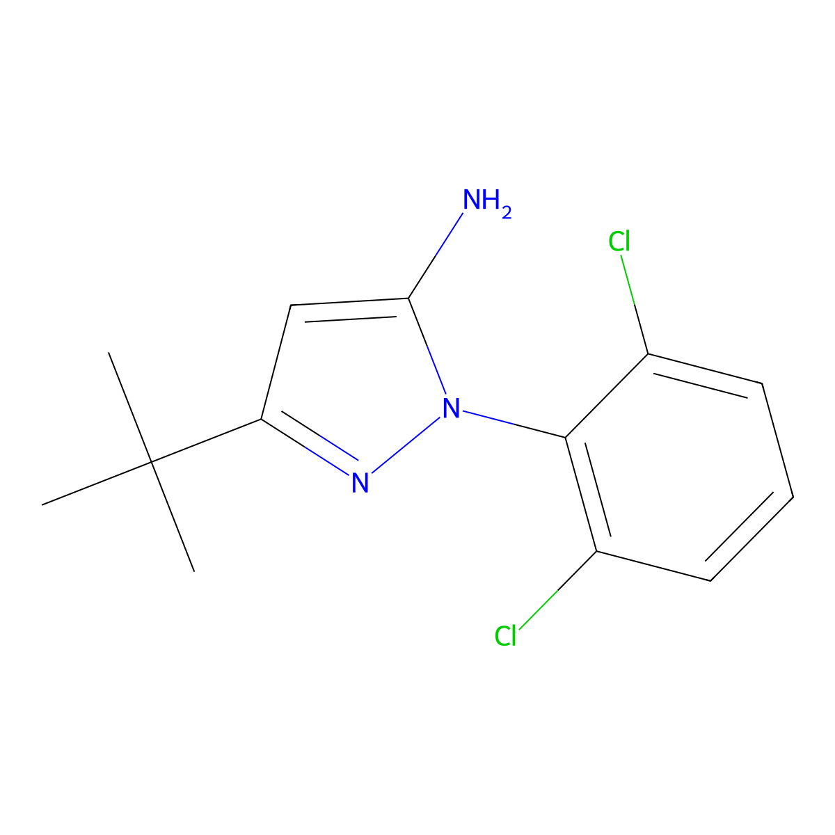 3-(tert-Butyl)-1-(2,6-dichlorophenyl)-1H-pyrazol-5-amine molecular structure, CAS 1017781-19-9