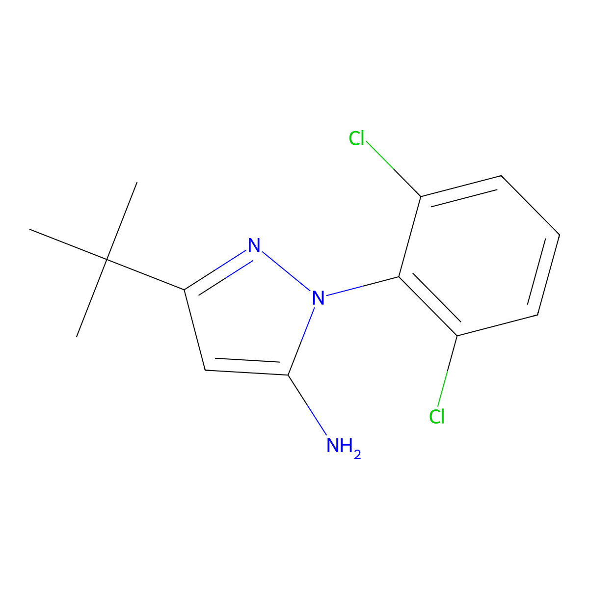3-(tert-Butyl)-1-(2,6-dichlorophenyl)-1H-pyrazol-5-amine molecular structure, CAS 1017781-19-9