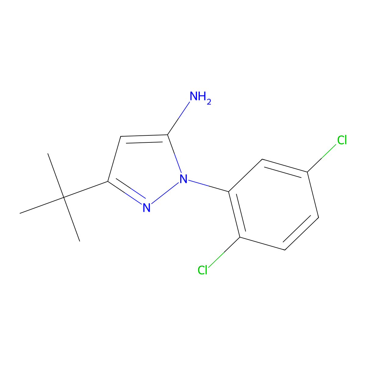 5-Tert-butyl-2-(2,5-dichloro-phenyl)-2H-pyrazol-3-ylamine molecular structure, CAS 1017781-20-2