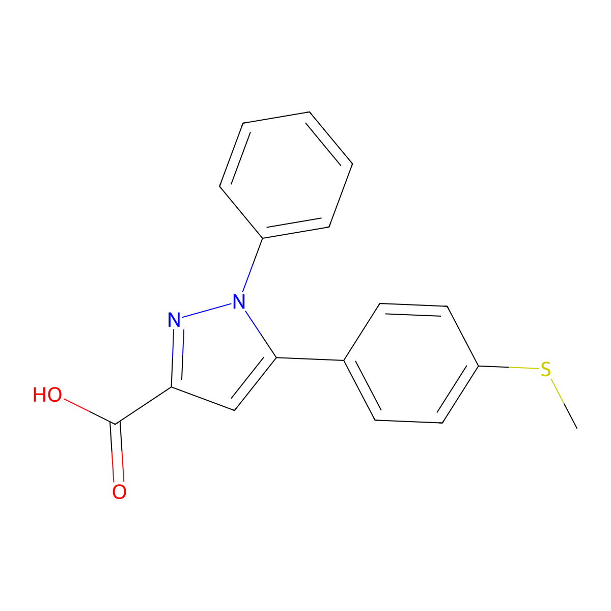 5-(4-Methylsulfanyl-phenyl)-1-phenyl-1H-pyrazole-3-carboxylic acid molecular structure, CAS 1017781-22-4