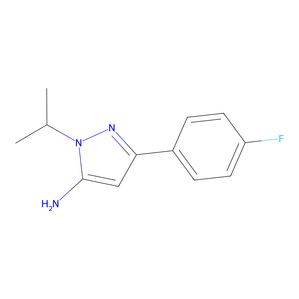 3-(4-Fluorophenyl)-1-isopropyl-1H-pyrazol-5-amine molecular structure, CAS 1017781-32-6