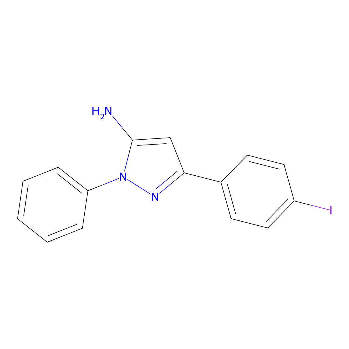 3-(4-Iodophenyl)-1-phenyl-1H-pyrazol-5-amine molecular structure, CAS 1017781-34-8