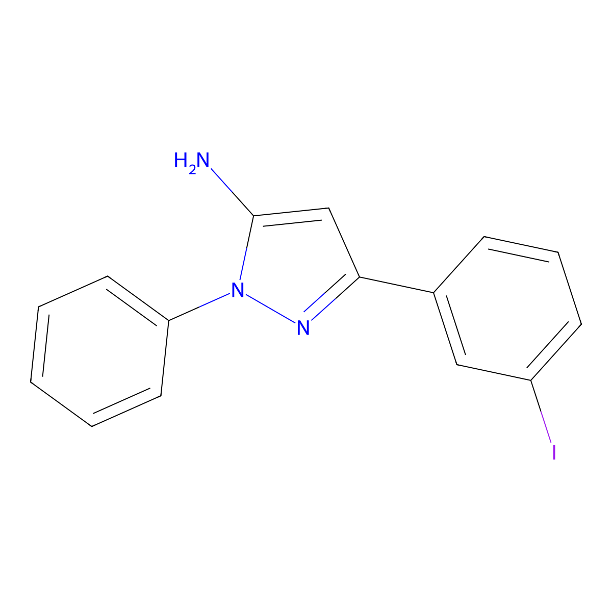 3-(3-Iodophenyl)-1-phenyl-1H-pyrazol-5-amine molecular structure, CAS 1017781-35-9