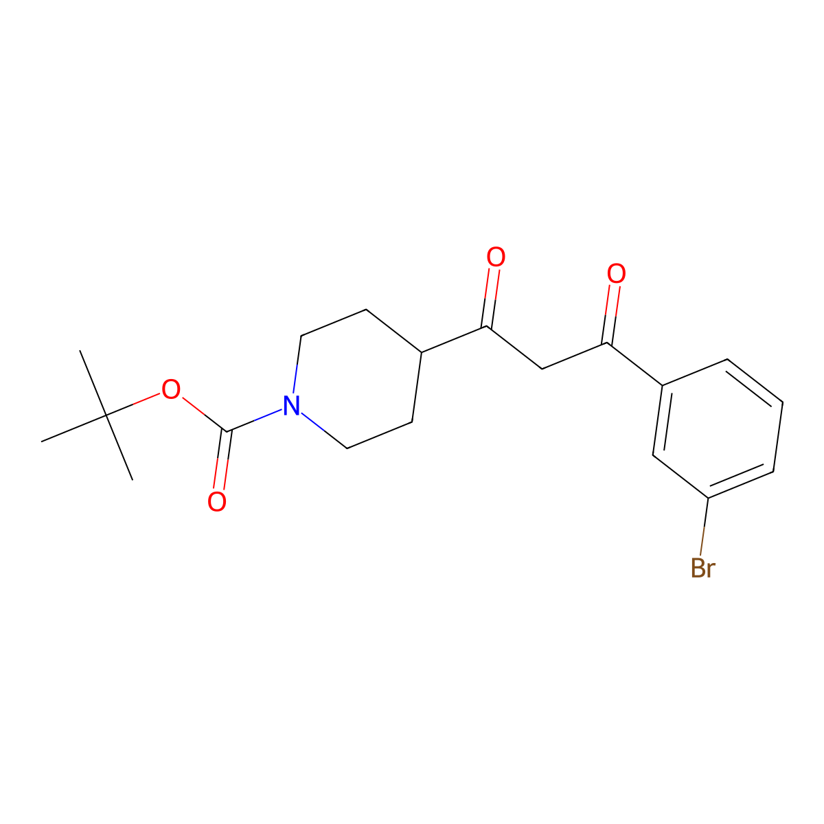 tert-Butyl 4-(3-(3-bromophenyl)-3-oxopropanoyl)piperidine-1-carboxylate molecular structure, CAS 1017781-48-4