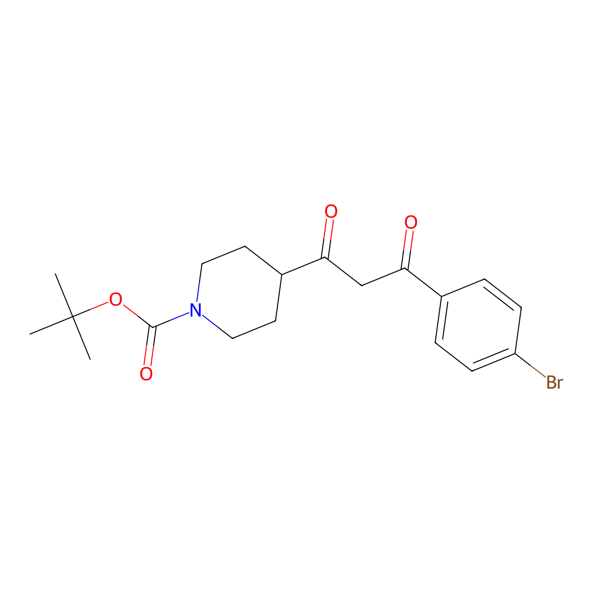 tert-Butyl 4-(3-(4-bromophenyl)-3-oxopropanoyl)piperidine-1-carboxylate molecular structure, CAS 1017781-49-5