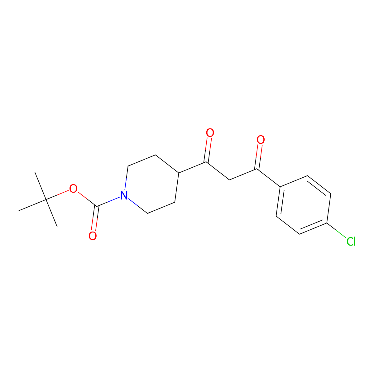 4-[3-(4-Chloro-phenyl)-3-oxo-propionyl]-piperidine-1-carboxylic acid tert-butyl ester molecular structure, CAS 1017781-50-8