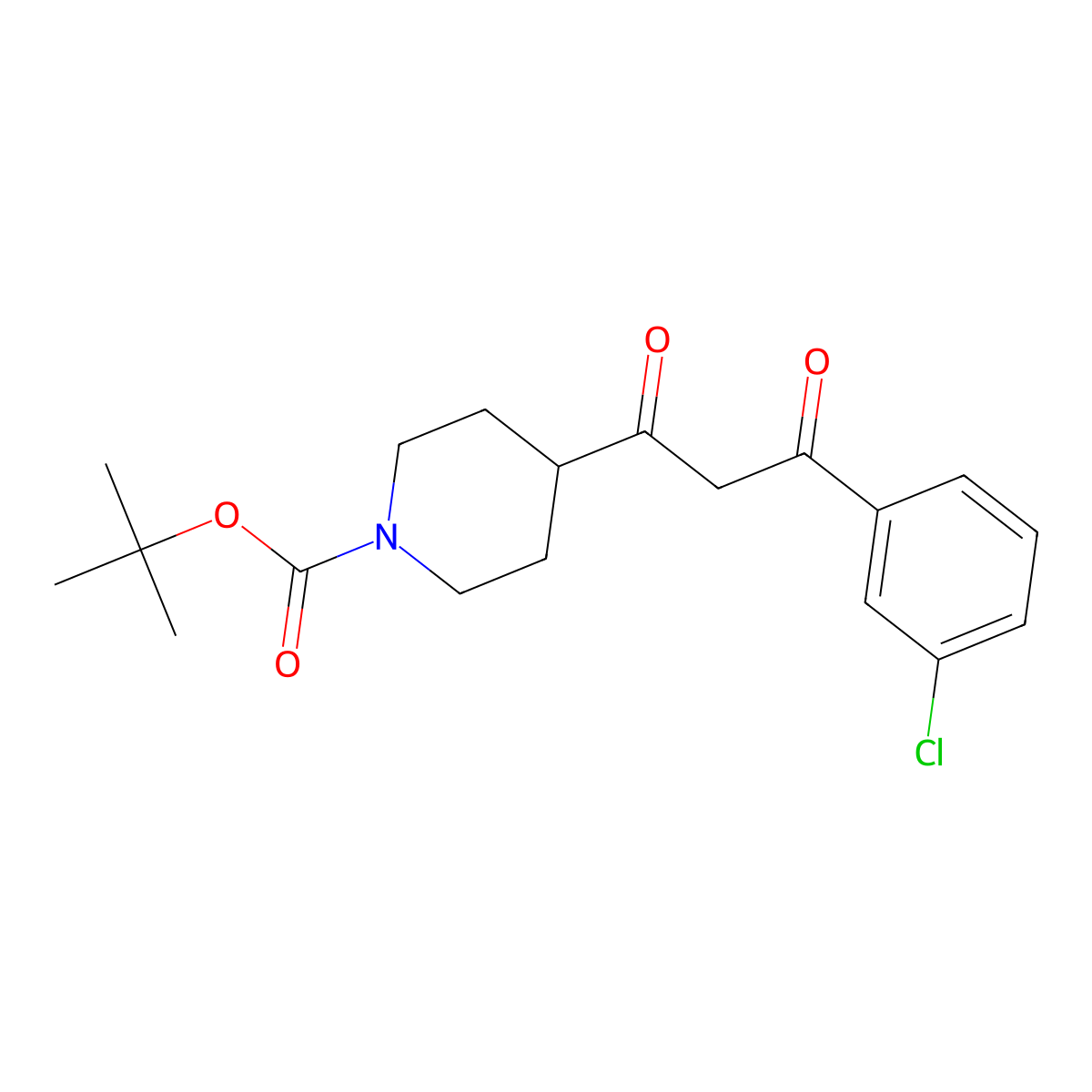 tert-Butyl 4-(3-(3-chlorophenyl)-3-oxopropanoyl)piperidine-1-carboxylate molecular structure, CAS 1017781-51-9