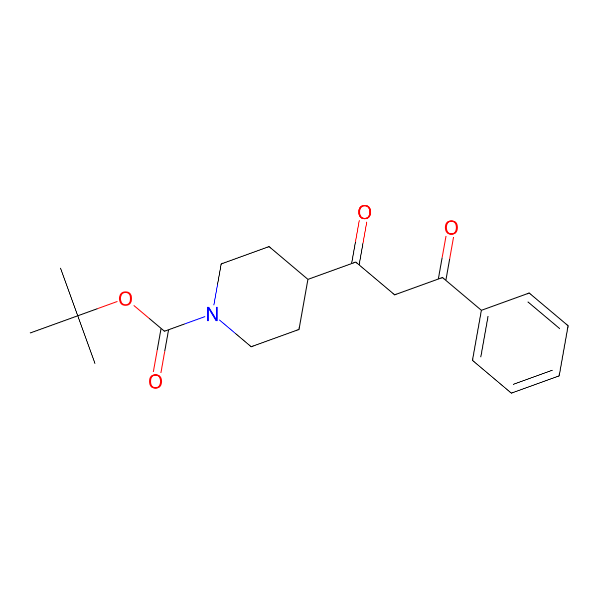 tert-Butyl 4-(3-oxo-3-phenylpropanoyl)piperidine-1-carboxylate molecular structure, CAS 1017781-53-1