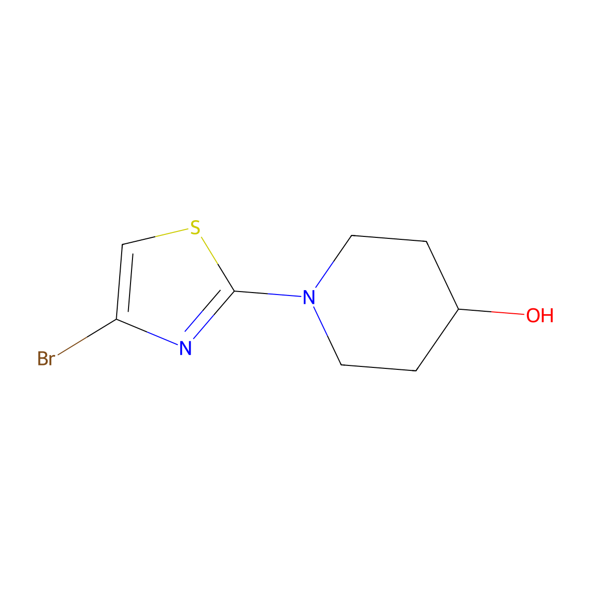 1-(4-Bromothiazol-2-yl)piperidin-4-ol molecular structure, CAS 1017781-58-6