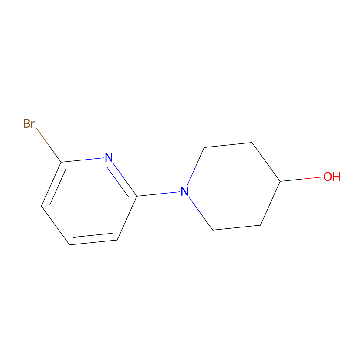 1-(6-Bromopyridin-2-yl)piperidin-4-ol molecular structure, CAS 1017781-64-4