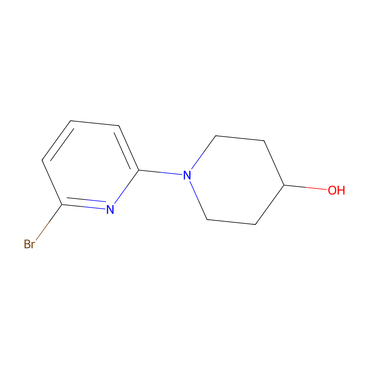 1-(6-Bromopyridin-2-yl)piperidin-4-ol molecular structure, CAS 1017781-64-4