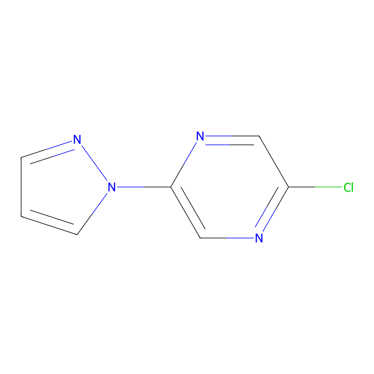 2-Chloro-5-(1H-pyrazol-1-yl)pyrazine molecular structure, CAS 1017781-74-6