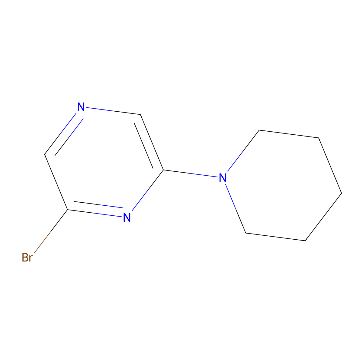 2-Bromo-6-(piperidin-1-yl)pyrazine molecular structure, CAS 1017781-76-8