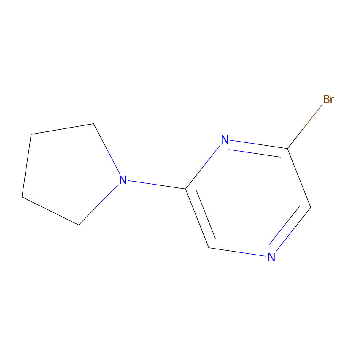 2-Bromo-6-(pyrrolidin-1-YL)pyrazine molecular structure, CAS 1017781-85-9