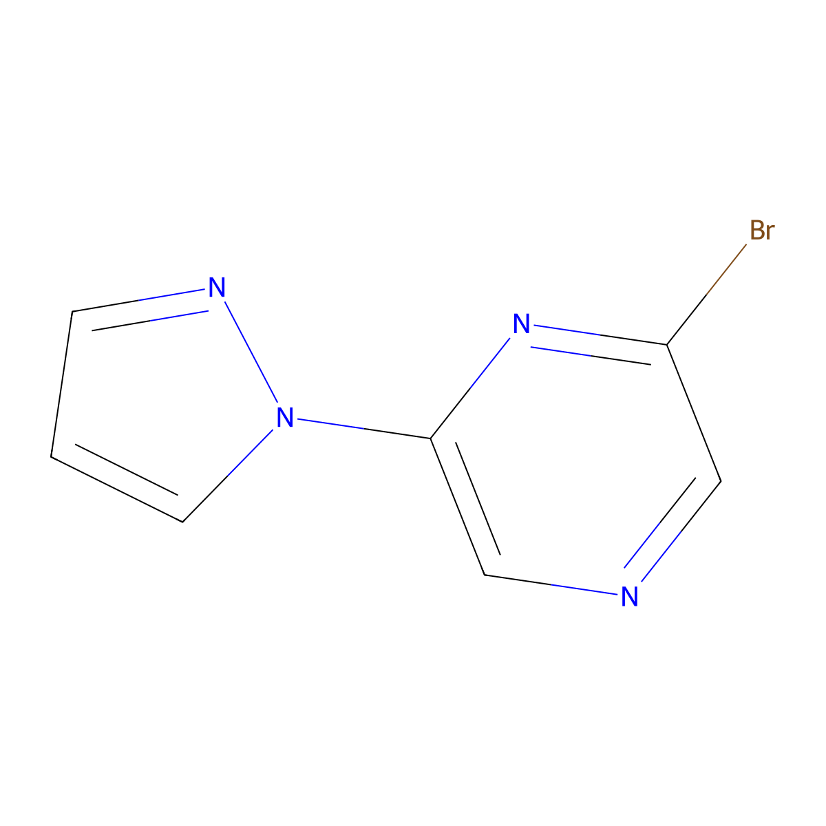 2-Bromo-6-(1H-pyrazol-1-yl)pyrazine molecular structure, CAS 1017781-87-1