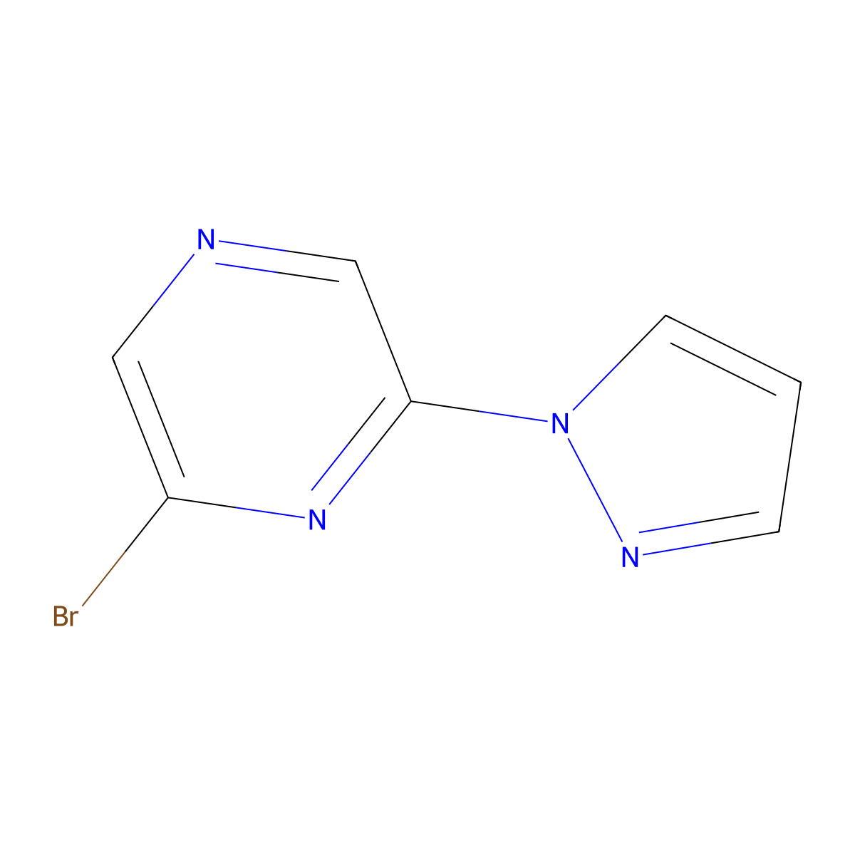 2-Bromo-6-(1H-pyrazol-1-yl)pyrazine molecular structure, CAS 1017781-87-1