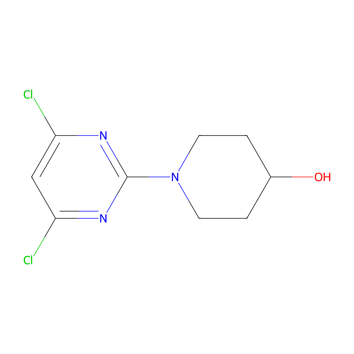 2-(4-Hydroxy-piperidin-1-yl)-4,6-dichloropyrimidine molecular structure, CAS 1017781-93-9