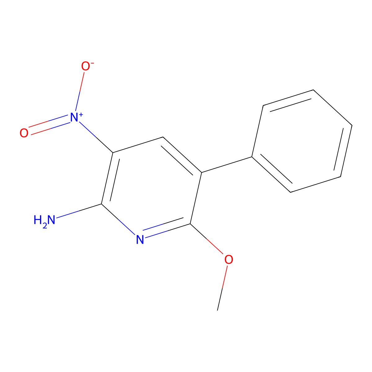 6-Methoxy-3-nitro-5-phenylpyridin-2-amine molecular structure, CAS 1017782-07-8