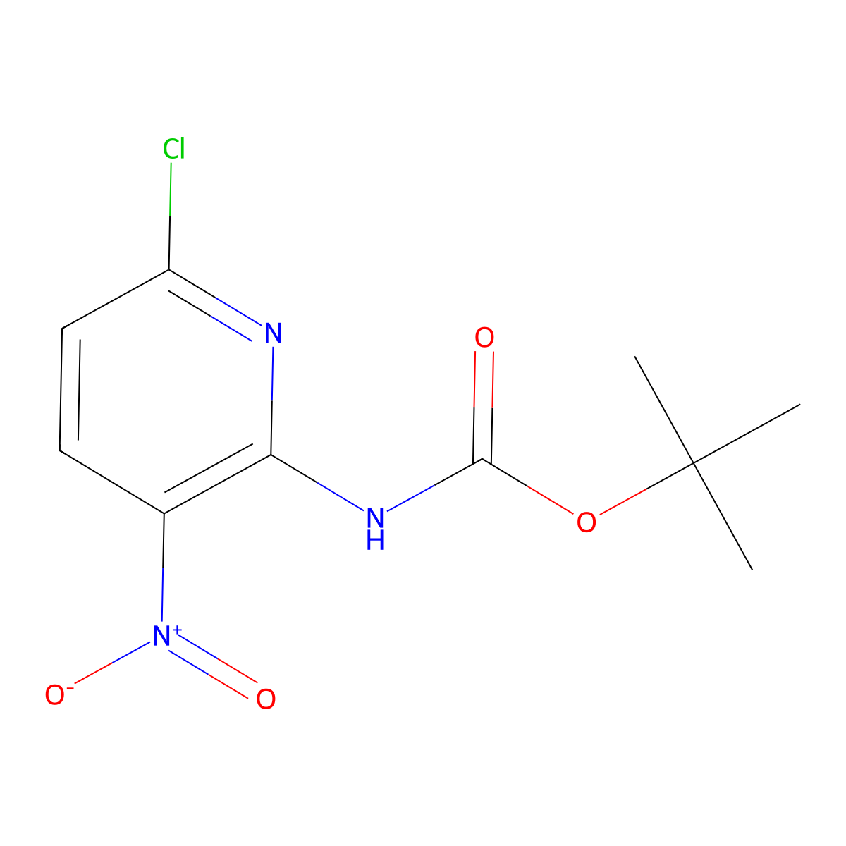(6-Chloro-3-nitro-pyridin-2-yl)-carbamic acid tert-butyl ester molecular structure, CAS 1017782-13-6