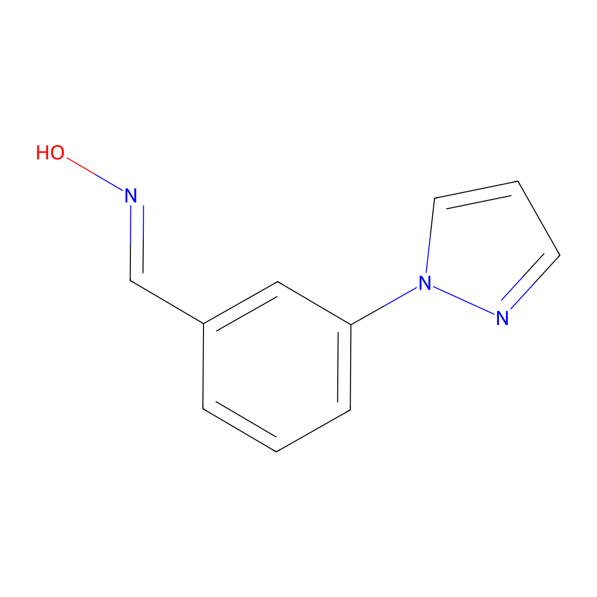 3-(1H-pyrazol-1-yl)benzenecarbaldehyde oxime molecular structure, CAS 1017782-43-2