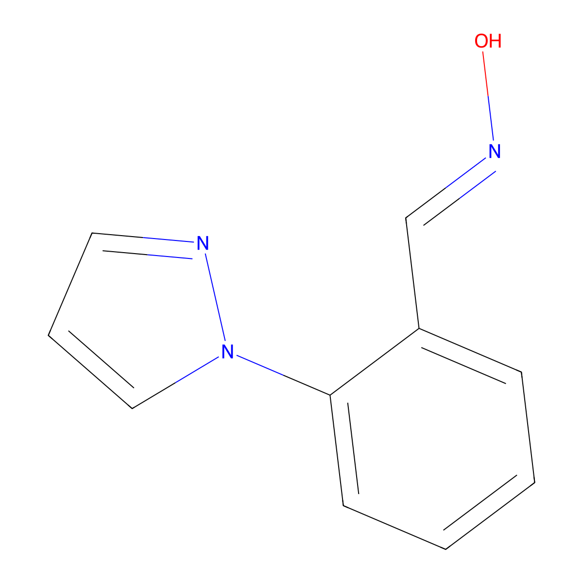 2-(1H-Pyrazol-1-yl)benzaldehyde oxime molecular structure, CAS 1017782-44-3