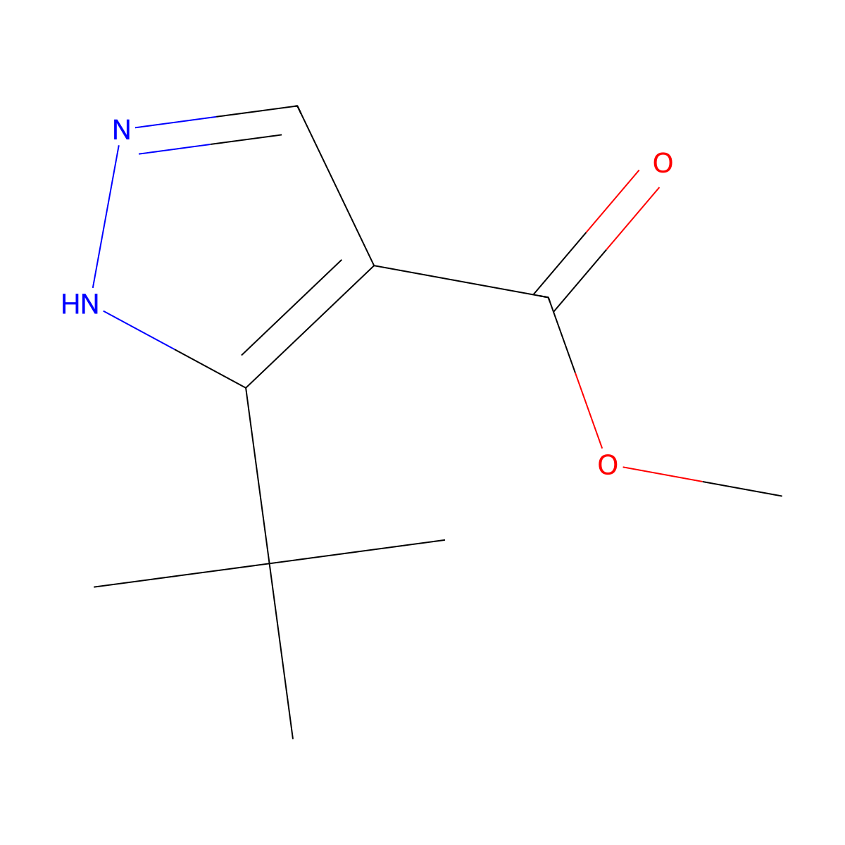 Methyl 3-(tert-butyl)-1H-pyrazole-4-carboxylate molecular structure, CAS 1017782-45-4