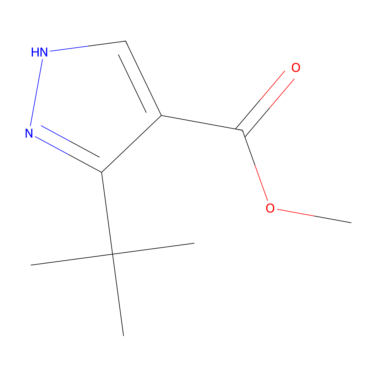Methyl 3-(tert-butyl)-1H-pyrazole-4-carboxylate molecular structure, CAS 1017782-45-4