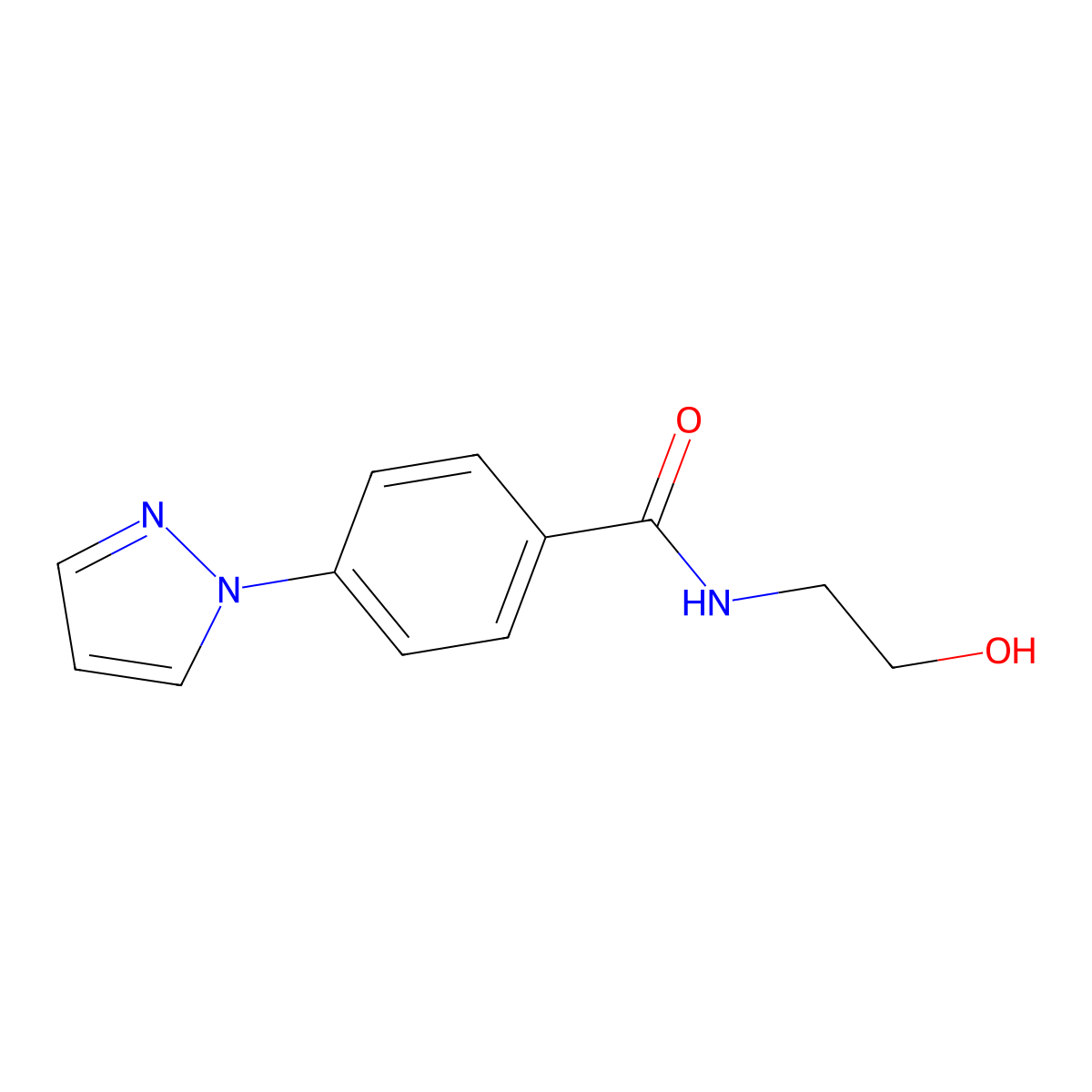 N-(2-Hydroxyethyl)-4-(1H-pyrazol-1-yl)benzamide molecular structure, CAS 1017782-46-5