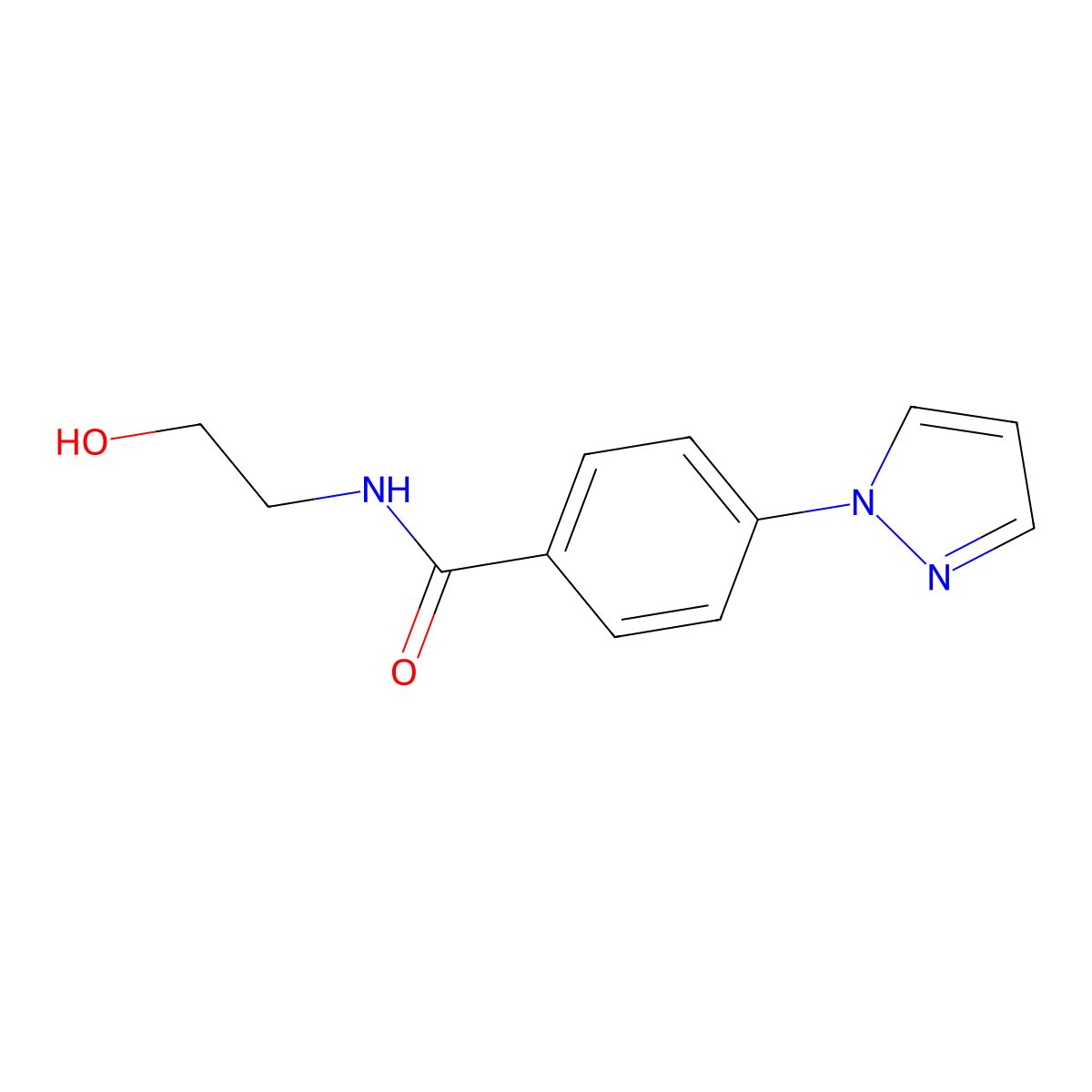 N-(2-Hydroxyethyl)-4-(1H-pyrazol-1-yl)benzamide molecular structure, CAS 1017782-46-5