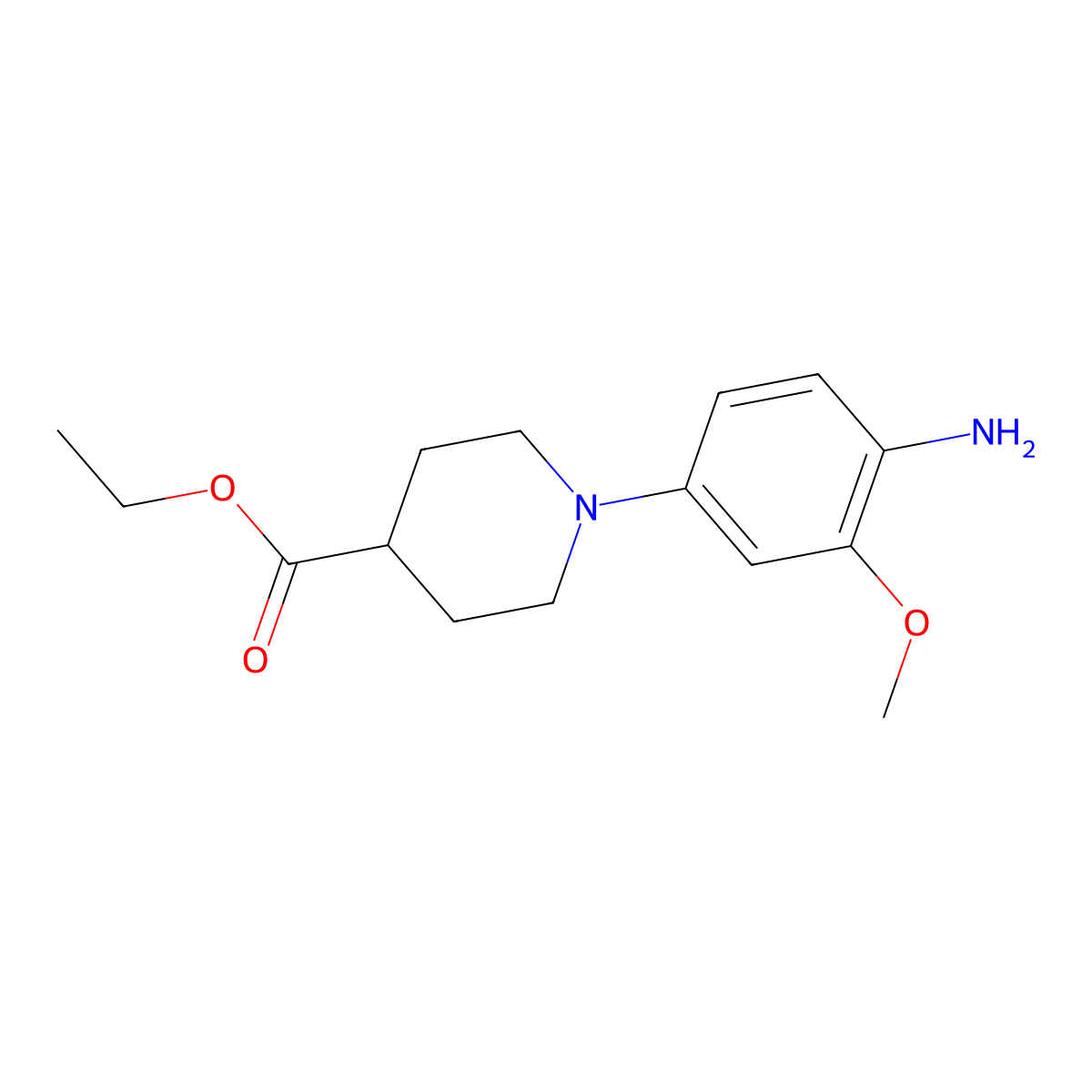 Ethyl 1-(4-amino-3-methoxyphenyl)-4-piperidinecarboxylate molecular structure, CAS 1017782-48-7