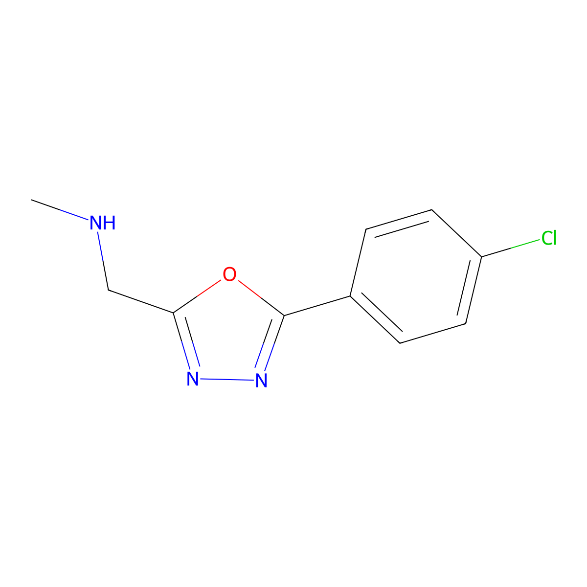 [5-(4-chlorophenyl)-1,3,4-oxadiazol-2-yl]-N-methylmethanamine molecular structure, CAS 1017782-52-3