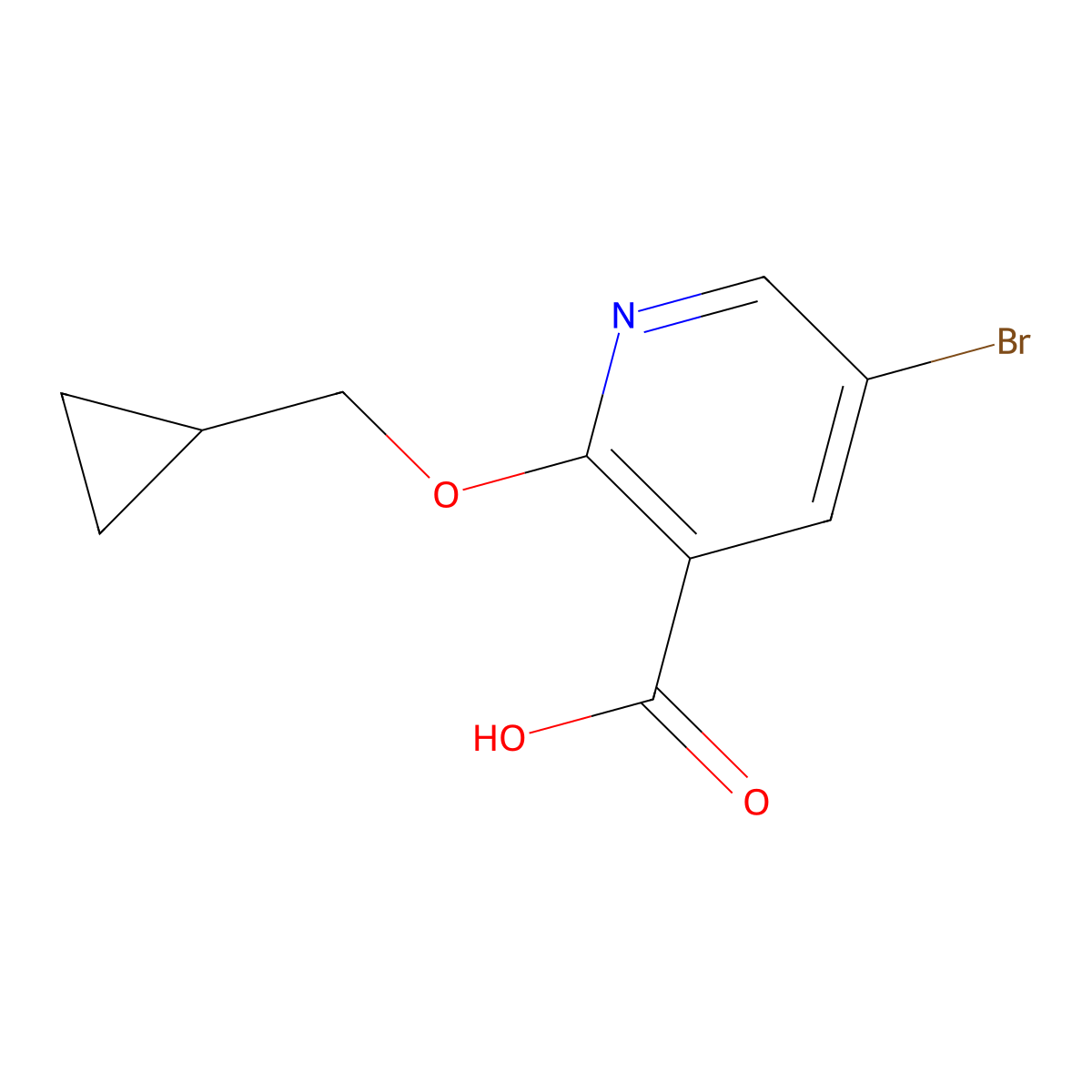 5-Bromo-2-(cyclopropylmethoxy)nicotinic acid molecular structure, CAS 1017782-57-8