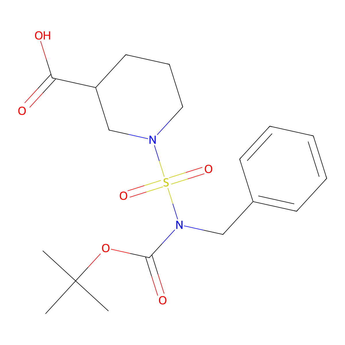 1-(N-Benzyl-N-(tert-butoxycarbonyl)sulfamoyl)piperidine-3-carboxylic acid molecular structure, CAS 1017782-65-8