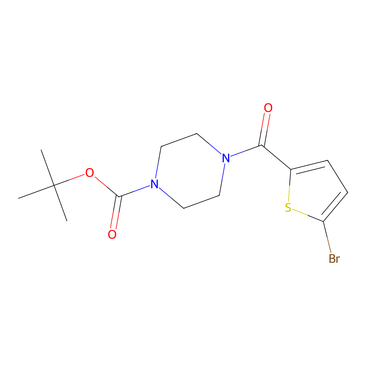 Tert-butyl 4-(5-bromothiophene-2-carbonyl)piperazine-1-carboxylate molecular structure, CAS 1017782-71-6