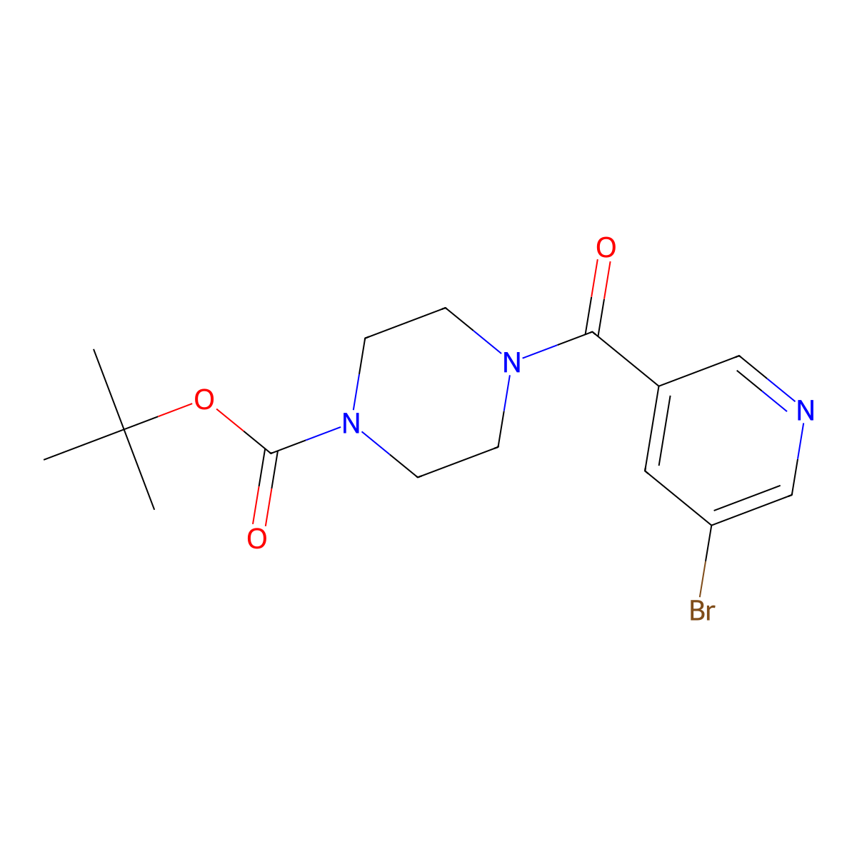 Tert-butyl 4-(5-bromopyridine-3-carbonyl)piperazine-1-carboxylate molecular structure, CAS 1017782-72-7