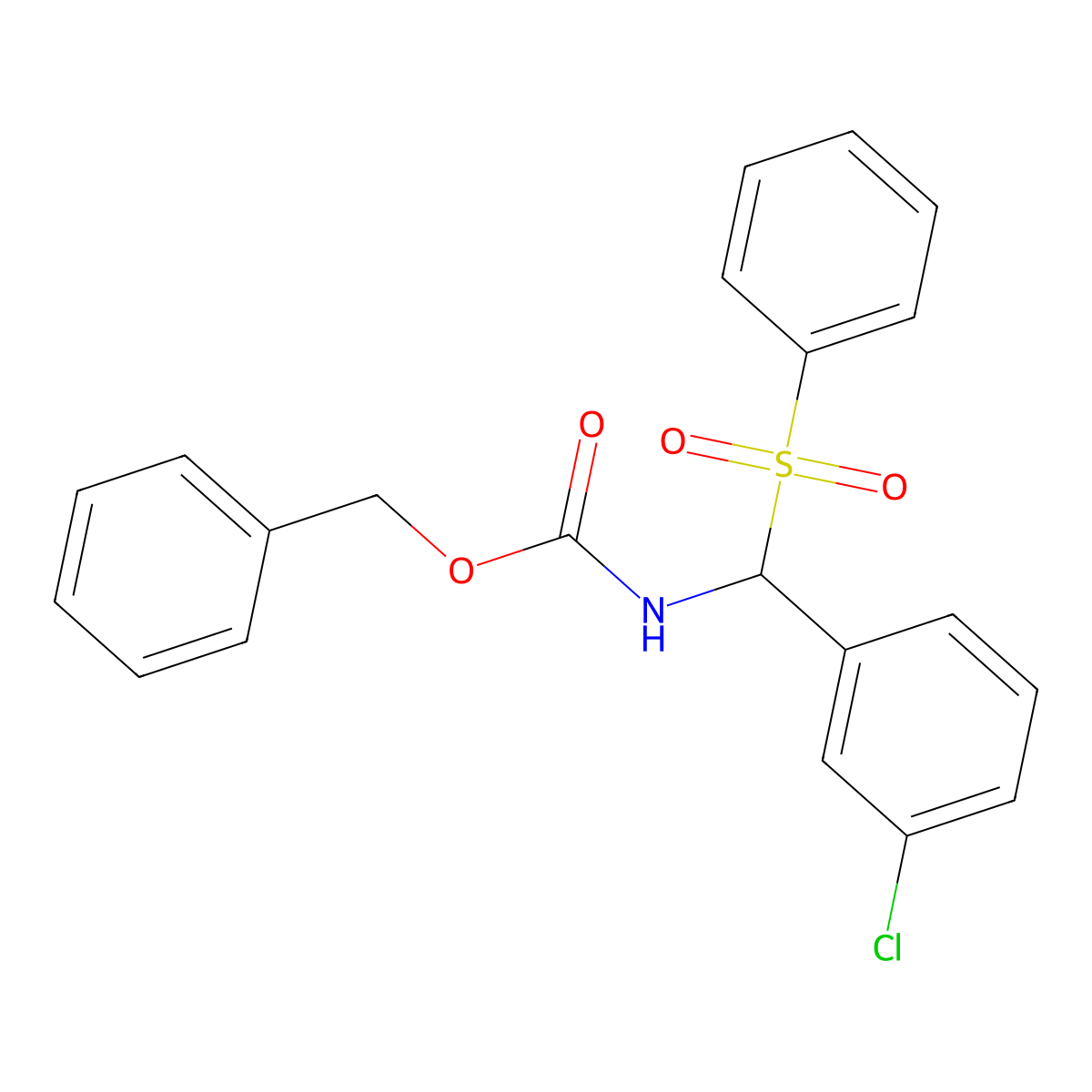 benzyl N-[(3-chlorophenyl)(phenylsulfonyl)methyl]carbamate molecular structure, CAS 1017782-73-8