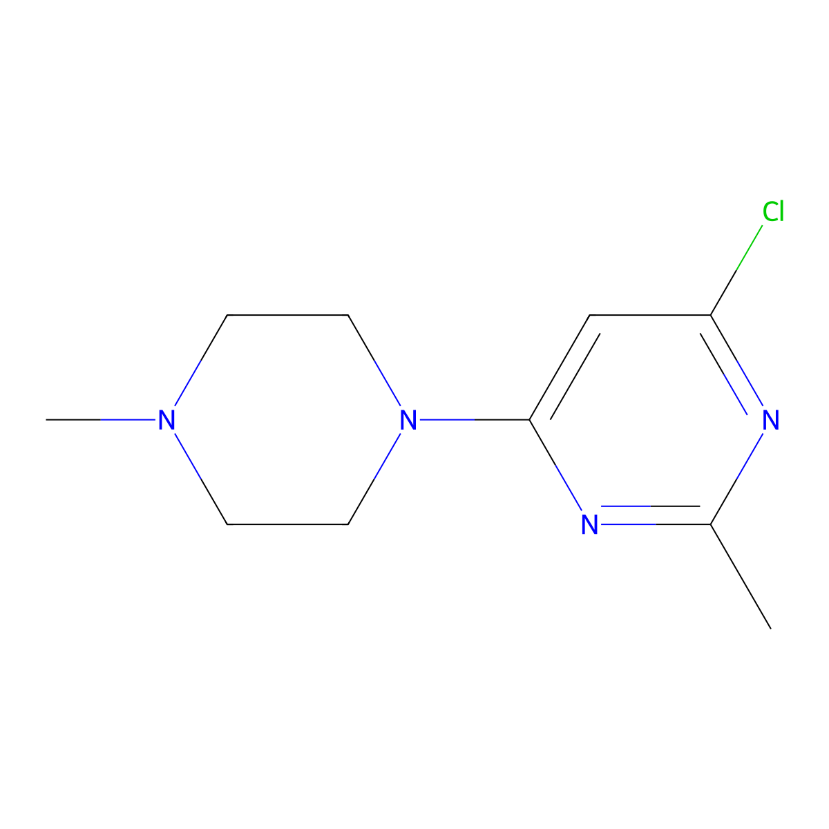 4-Chloro-2-methyl-6-(4-methylpiperazin-1-yl)pyrimidine molecular structure, CAS 1017782-75-0