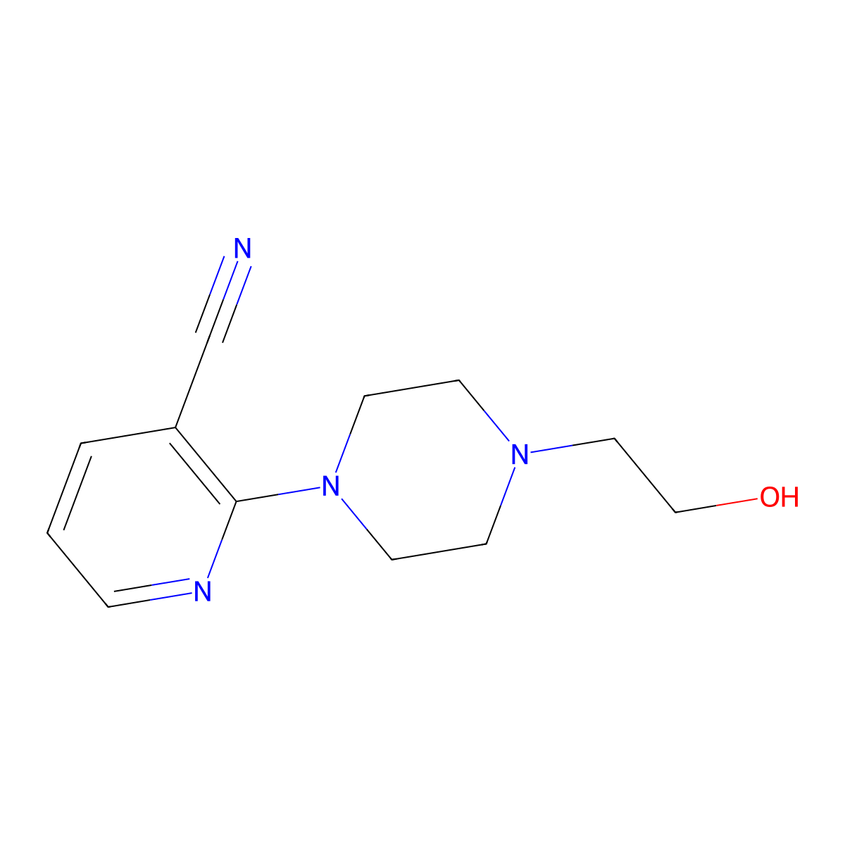 2-[4-(2-Hydroxyethyl)piperazino]nicotinonitrile molecular structure, CAS 1017782-85-2