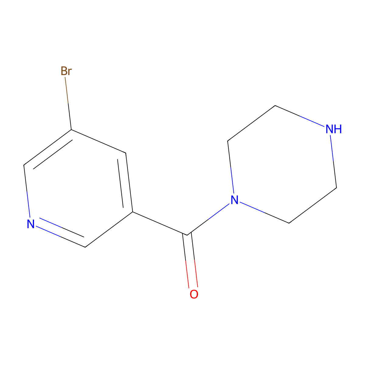 (5-Bromo-3-pyridinyl)(piperazino)methanone molecular structure, CAS 1017782-91-0